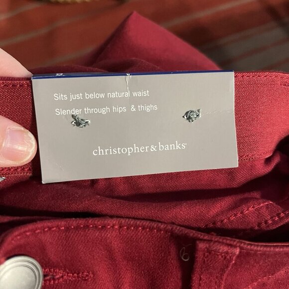 NWT Christopher & Banks Signature Slimming Red Modern Fit Ankle Fit Pants Size 8 - Picture 3 of 8